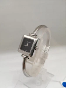 GUCCI 1900L Ladies Quartz Square Watch Silver Dial Back Black Working item # - Picture 1 of 7