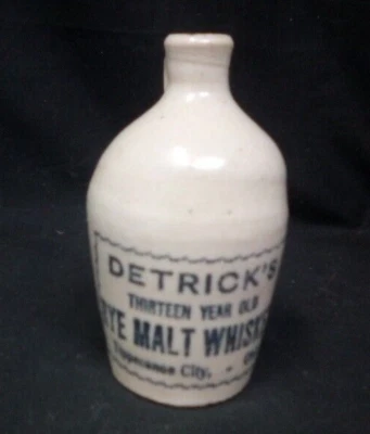 Antique Mini Jug DETRICK TIPPECANOE CITY OHIO RYE MALT WHISKEY 13 YEAR Stoneware - Image 1 of 4