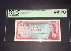 PCGS Currency Graded Eastern Caribbean States $1 Banknote 1965 P13a