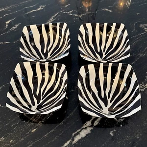 Set of 4 Collectible Zebra Pattern 6” Bowls 222 Fifth Indonesia Fine China - Picture 1 of 5