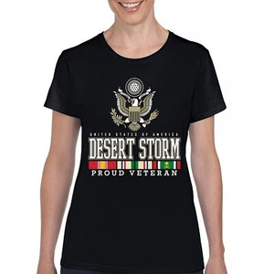 Desert Storm Proud Veteran T-Shirt American Army Gulf War DD 214 Women's Tee - Picture 1 of 50