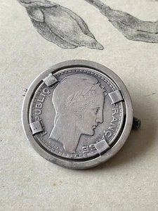 Jolie Broche Pièce de 10 Francs Turin en Argent Massif - 1930 - Imagen 1 de 2