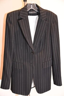 Traje de 3 piezas Dana Buchman, traje talla 2; falda y pantalón talla 6; negro a rayas Foto 1 de 4