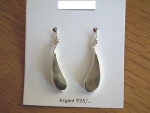 Boucles d'oreilles - Nacre Grise Gris - Argent - 925/1000 - NEUF * - Picture 1 of 4