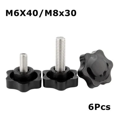 6Pcs M6 M8 Male Thread Plum Hex Shaped Grips Star Knob Clamping Screw Knob - Image 1 of 4