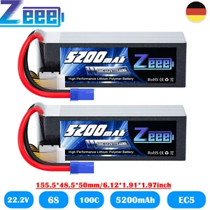 2pcs Zeee 22,2V 6S Lipo Akku Batterie 100C 5200mAh EC5 für RC Auto Flugzeug FPV - Bild 1 von 9