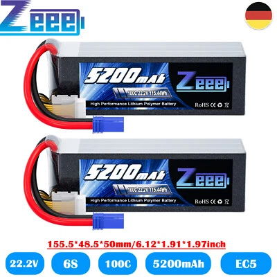 2pcs Zeee 22,2V 6S Lipo Akku Batterie 100C 5200mAh EC5 für RC Auto Flugzeug FPV - Bild 1 von 4
