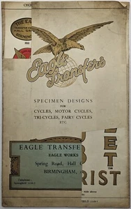 Vintage Eagle Transfers Specimen Designs For Cycles Brochure, c 1920's, AF 2 - Picture 1 of 5