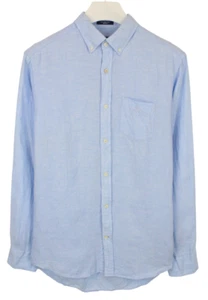 Gant The Linen Regular Hemd Herren M Freizeit Knöpfe Hals Blau - Bild 1 von 10