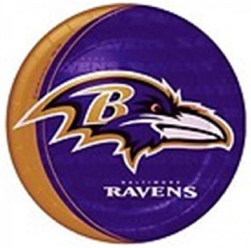 Бумажные обеденные тарелки Baltimore Ravens NFL Pro Football Sports для банкетной вечеринки 9 дюймов - Изображение 1 из 1