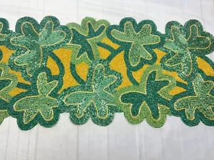 St Patrick Day Beaded Table Runner SHAMROCKS Green Clover New 36" - Picture 1 of 8
