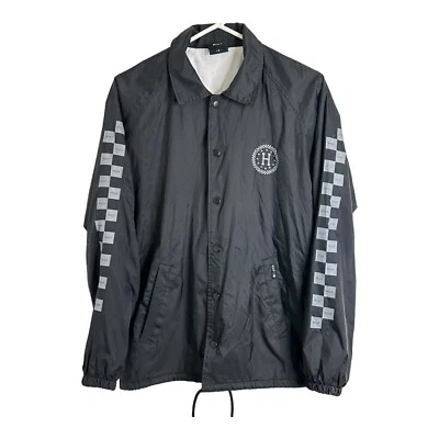 Chaqueta cortavientos HUF para hombre adulto pequeña negra a cuadros logotipo mangas a presión Foto 1 de 4