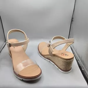 Mia Bradi Espadrille Wedge Sandals Women's 8.5M Beige Clear D398 - Picture 1 of 9