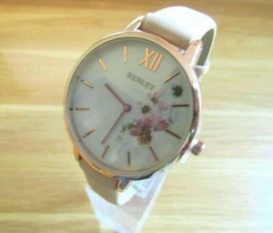 OROLOGIO HENLEY DONNA NUOVO QUADRANTE BIANCO E DETTAGLIO FLOREALE CINTURINO PELLE BEIGE - Foto 1 di 5