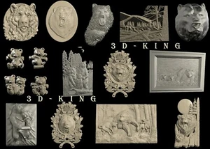 14 STCK. 3D STL Modelle BÄREN THEMA für CNC-FRÄSER Graveur Schnitzer ASPIRE V Schnitzerei - Bild 1 von 12