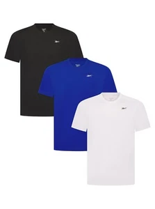 Men's Reebok Logo T-Shirt Top Black / Royal / White Gym Running Fitness Workout - Picture 1 of 6