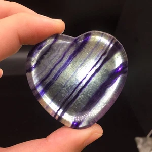 Natural Rainbow Fluorite Crystal Quartz Carved Heart-shaped Healing Reiki 40g - Picture 1 of 7