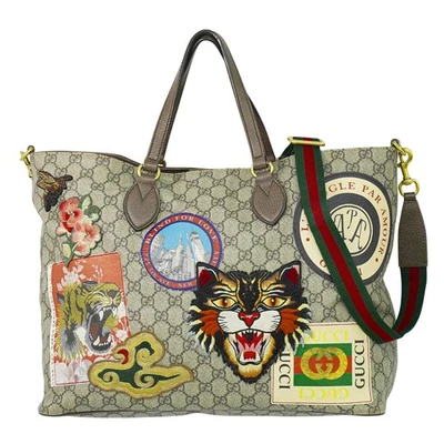 GUCCI Courrier 474085 GG Supreme 2way Shoulder Tote Bag Beige Multicolor Gold - Image 1 of 4
