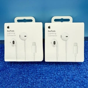 2x Apple EarPods MWTY3AM/A Lightning Wired Earphones A1748 Genuine - Picture 1 of 3