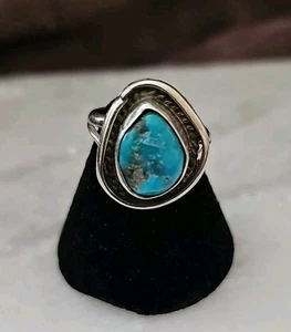 Anello in argento sterling turchese blu sud-ovest misura 3,5 - Foto 1 di 6
