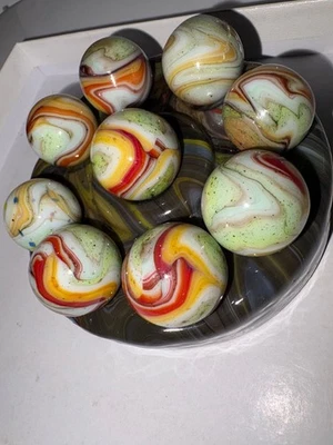 Lote 10 JABO/DAS OXBLOOD + AVENTURINA VERDE + CANICAS LUTZ Carnival Run 5-22-21 Foto 1 de 4