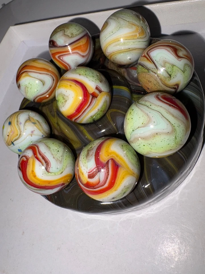 Lote 10 JABO/DAS OXBLOOD + AVENTURINA VERDE + CANICAS LUTZ Carnival Run 5-22-21 Foto 1 de 4