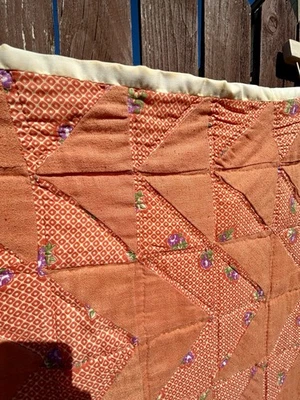 Vintage Antique Handmade hand-stitched Quilt Flying Geese 74” x 62” - Image 1 of 4