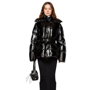 Acne Studios Hooded Puffer Jacket – Shiny Nylon Finish, Belted Size 34 RRP £1300 - Picture 1 of 8