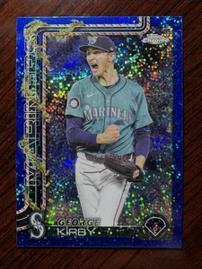 2025 Topps Holiday George Kirby Blue Sparkle Chrome Refractor #/199 SP Mariners - Picture 1 of 1