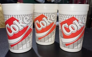 RARO Vintage Años 80 90 COKE Coca Cola Plástico Taza Lote de 3 Retro - Imagen 1 de 13