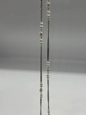 Vintage Sarah Coventry Silver Tone Long Necklace w/ Wrapped Faux Pearl Stations - Image 1 of 4