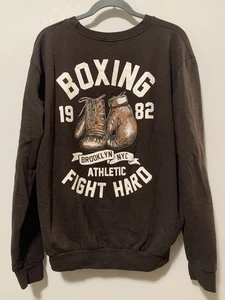 Boxing Sweatshirt Men Medium Brown Brooklyn NYC New York Fighters Club 1982 - Picture 1 of 8