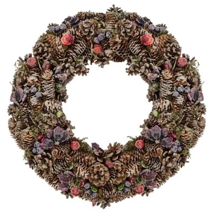 20" Sugared Purple and Red Pine Cone and Berries Artificial Christmas Wreath - U - Picture 1 of 3