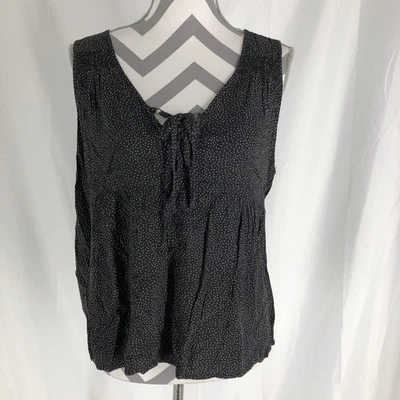 American Eagle Outfitters Dot V-neck Tank Top Black Medium - Image 1 of 4