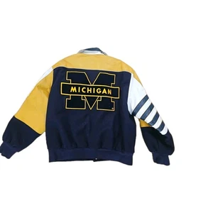Vintage Michigan Wolverines Varsity Jacket Coat Leather & Wool XL ~ JH Designs - Picture 1 of 5