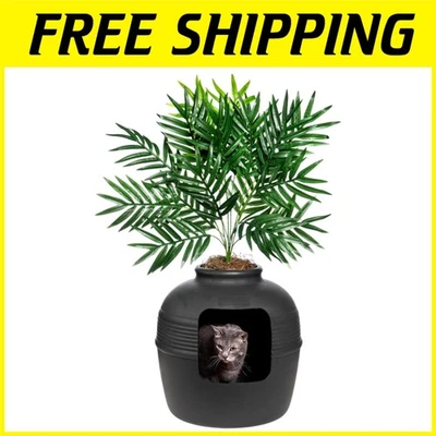 Современный черный горшок скрытый кошачий лоток - Изображение 1 из 4