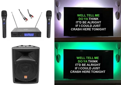 Rockville 8" Powered Pro Karaoke Machine/System w/LED's+(2) Wireless Microphones - Image 1 of 4