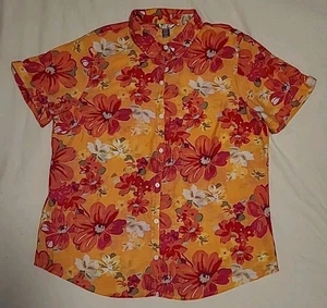 Weißes kurzärmliges Hawaiihemd Aloha Button-Down Damen XL 16-18 - Bild 1 von 7