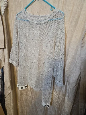 KAKTUS Womens Open Weave Lagenlook Cardigan Boho Wheat/Natural Color Sz Xl - Image 1 of 4