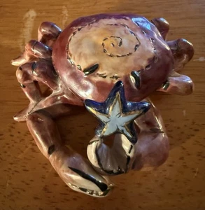 Heather Goldminc Blue Sky Clayworks CRAB Trinket Box 2001 Beach Sea Ocean - Picture 1 of 7