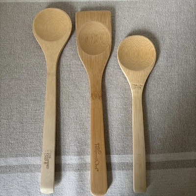 Pampered Chef Wooden Kitchen Utensils Set Of 3 Spoons Spatulas Cooking Baking - Image 1 of 4