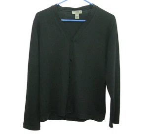GIORGIOLINI Women's (Size Large) Black 100% Italian Merino Wool Cardigan Sweater - Picture 1 of 4
