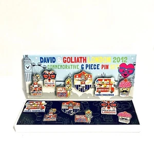 David and Goliath London 2012 Commemorative 6 Pin Set, New In Box - Picture 1 of 9