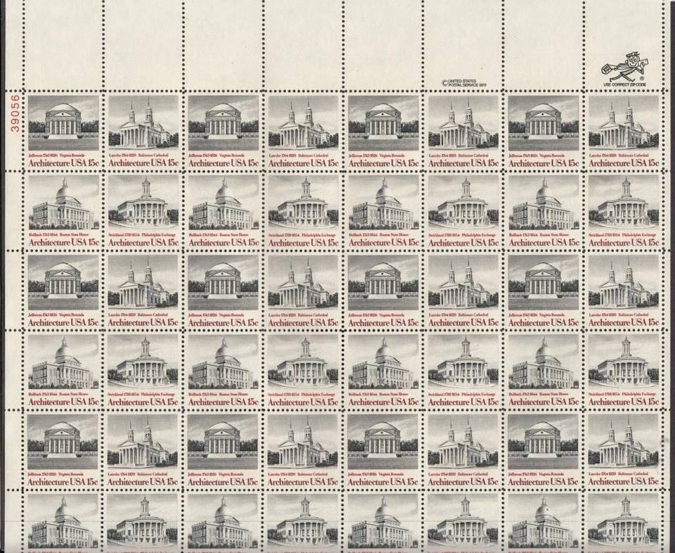 1979 Architecture Sc 1779-82 1782a 4 different designs mint sheet of 40 - Image 1 of 1