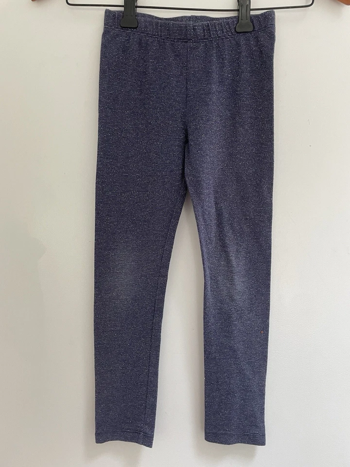 Gymboree Kids Girls Shiny Metallic Lined Full Length Pull On Leggings Blue S 5-6 - Image 1 of 4