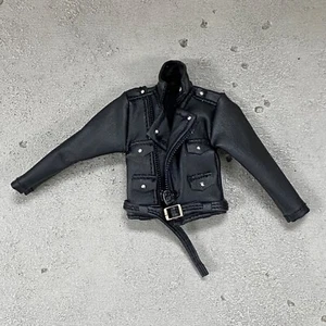 PB-LJK-S: 1/12 Chaqueta de cuero sintético negra para motociclista para cuerpo delgado de 6 pulgadas - Imagen 1 de 3