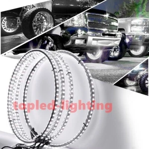 17" Double Row Pure White LED Wheel Ring Lights Strobe LED Rim Lights For Trucks - Picture 1 of 10