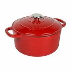 Lodge Enameled Cast IRON 5.5 Quart Dutch Oven Red Stovetop Saute Fry Simmer Cook