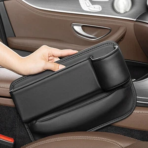 Car Seat Organizer Gap Pocket Storage Box Cup Holder Passenger Side PU Leather - Picture 1 of 12