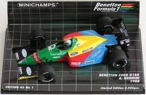 WOW EXTREMELY RARE Benetton B188 Ford #19 Nannini Imola 1988 1:43 Minichamps - Picture 1 of 3